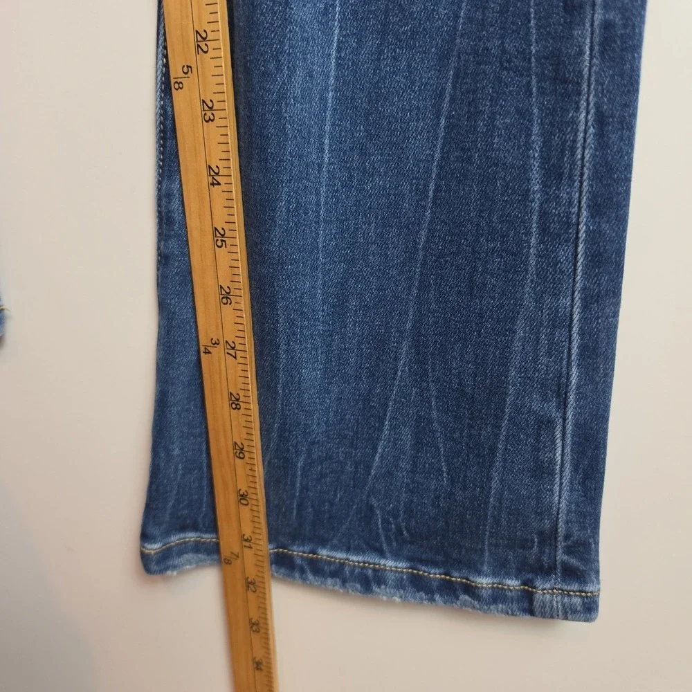KanCan Flare Leg Jeans Women's 7/27 Blue‎ Distressed Cut #47067